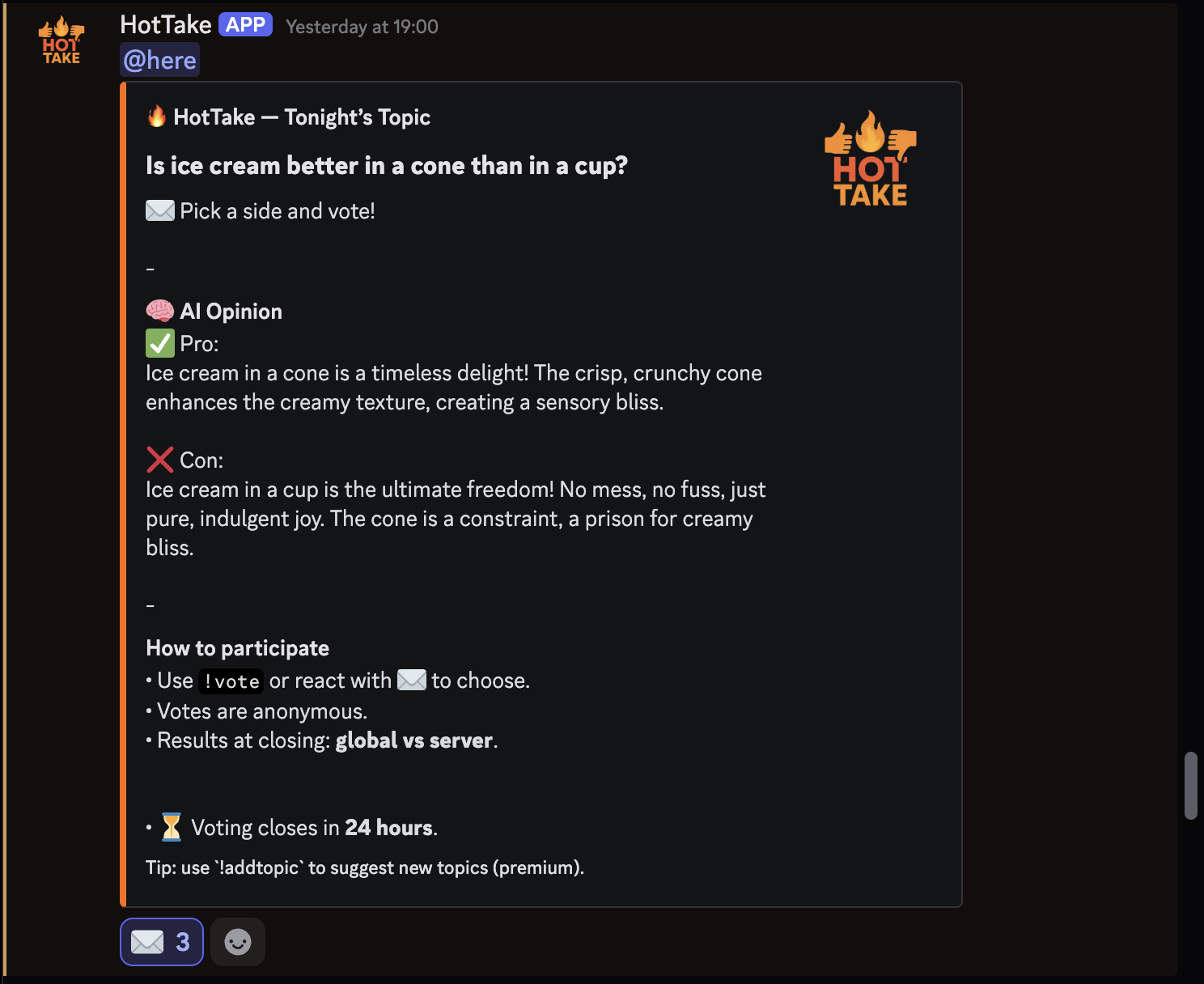 HotTake embed on Discord 1